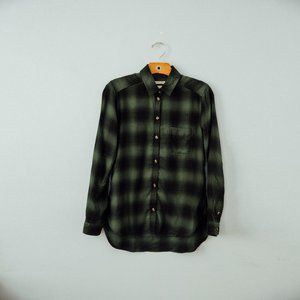 Olive green Plaid Button Down Shirt
